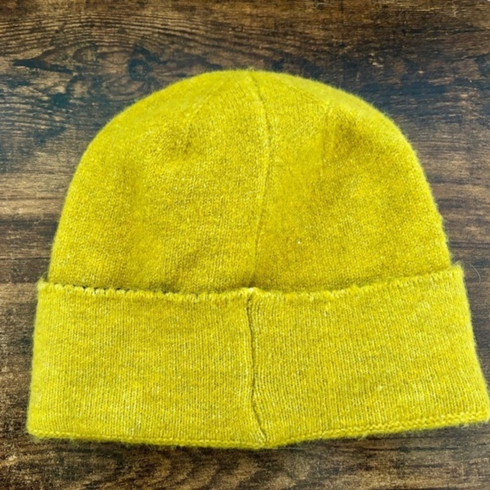 Anthropologie Chartreuse Beanie with Sunglasses Design